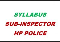 Syllabus HP Police Sub-Inspector