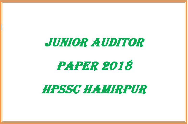 Solved Paper Junior Auditor 2018
