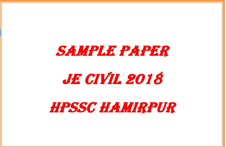 Junior Engineer Civil Paper - HPSSC Hamirpur