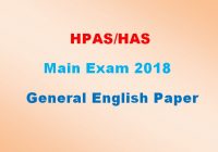 HAS Main Exam 2018 General English Paper - Himacha Pradesh General Studies