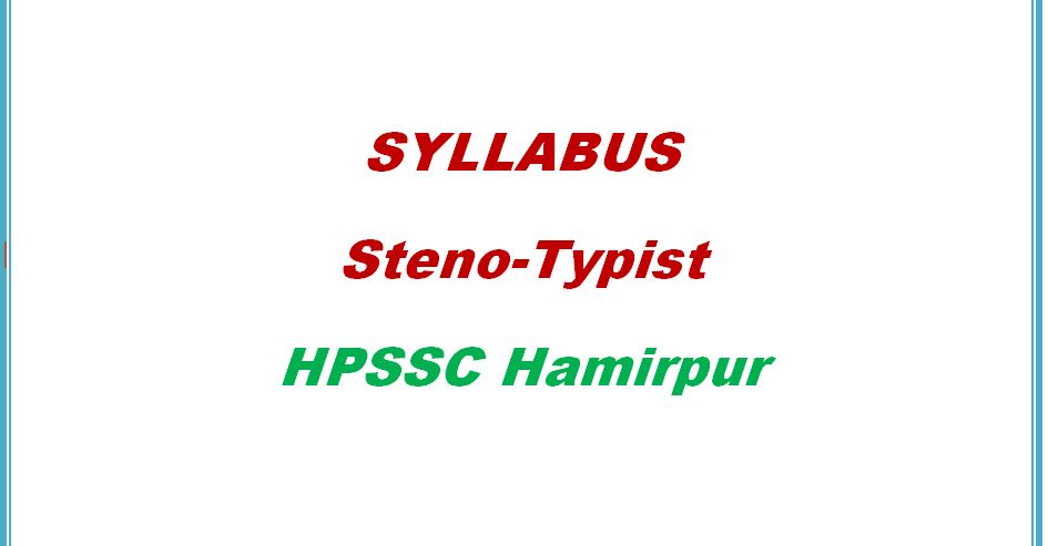 Syllabus Steno Typist HPSSC Hamirpur