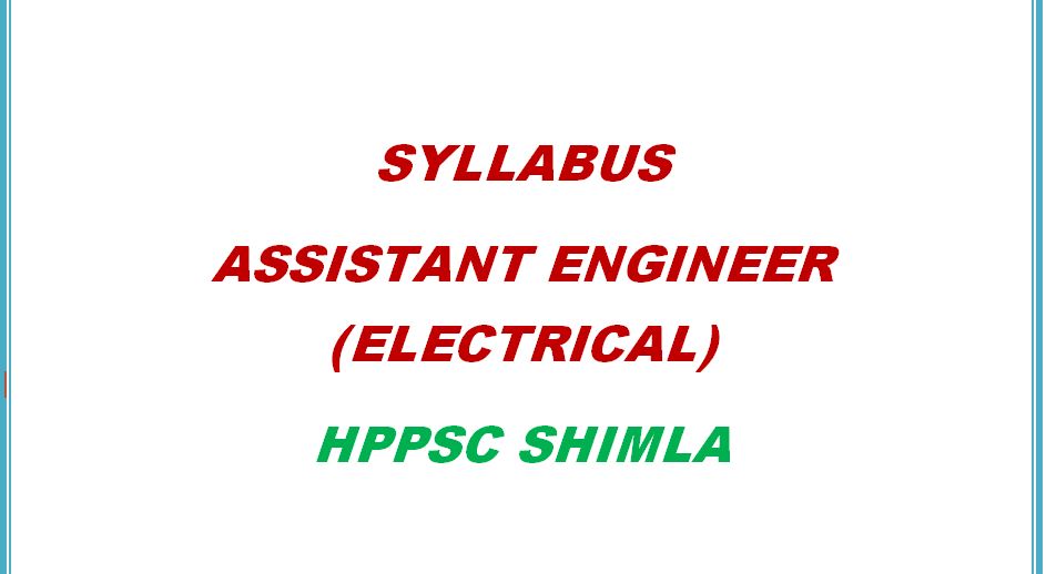 Syllabus Assistant Engineer Electrical HPPSC Shimla