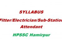 Syllabus Fitter Electrician Sub Station Attendant HPSSC Hamirpur