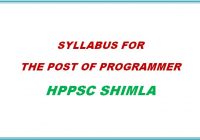 Syllabus for the Post of Programmer HPPSC Shimla