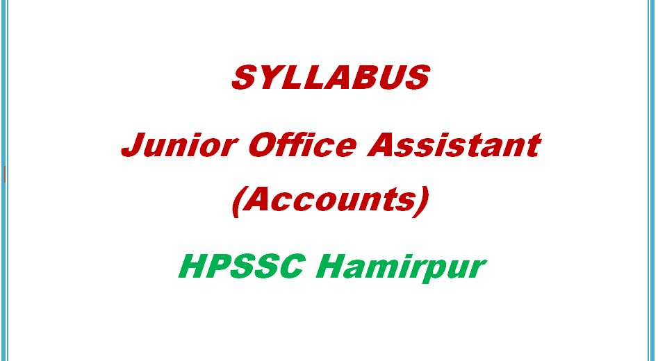 Syllabus JOA Accounts HPSSC Hamirpur