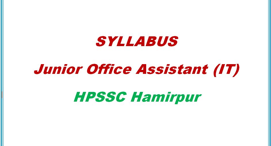 Syllabus Junior Office Assistant IT HPSSC Hamirpur