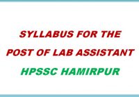 Syllabus Lab Assistant HPSSC Hamirpur