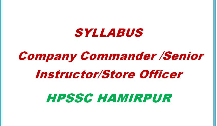 Syllabus Company Commander HPSSC Hamirpur