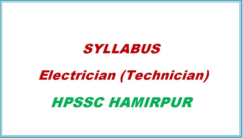 Syllabus Electrician Technician HPSSC Hamirpur