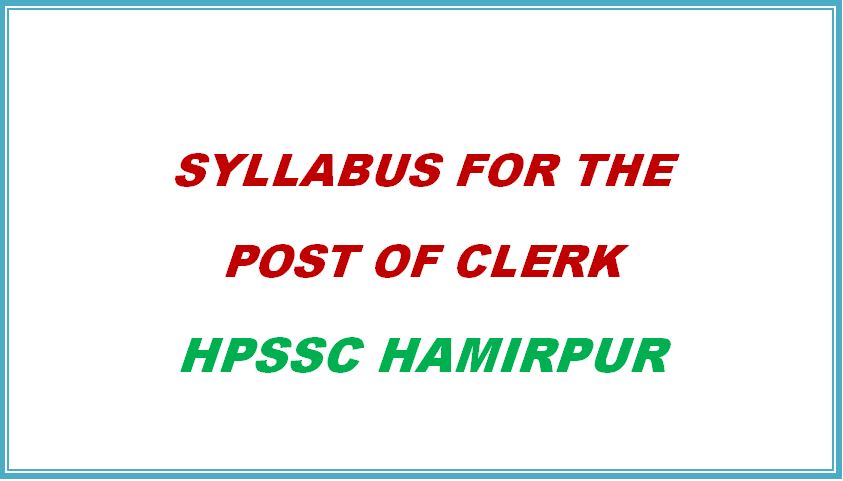 Syllabus for Clerk Exam HPSSC Hamirpur