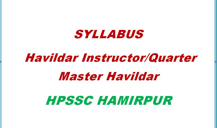 Syllabus Havildar Instructor HPSSC Hamirpur