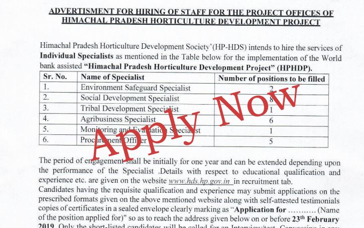 Vacancies in horticulture hp society