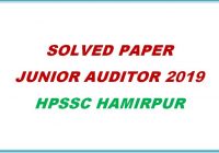 Solved paper junior auditor 2019 hpssc hamirpur himachal pradesh general studies