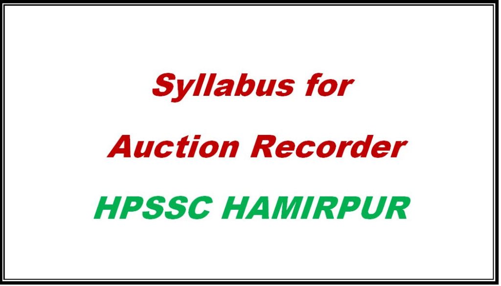 auction recorder Himachal Pradesh General Studies